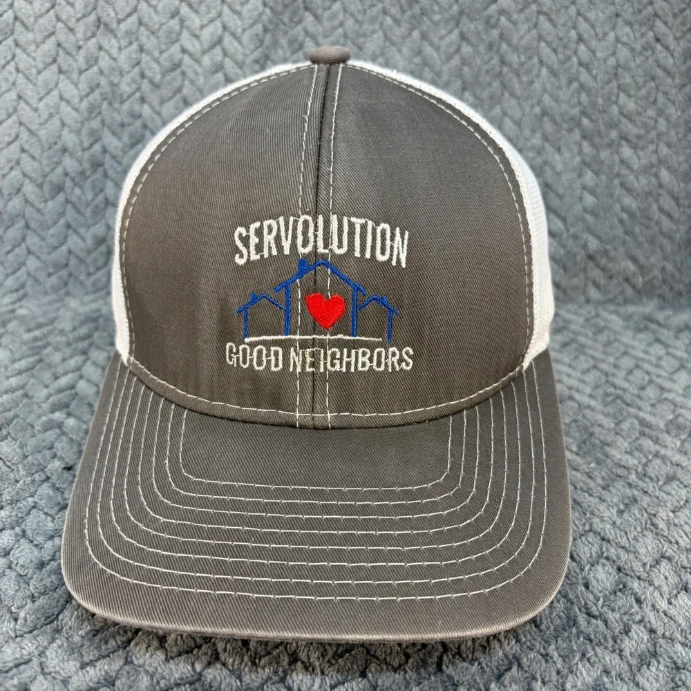 Outdoor Cap Servolution Good Neighbors Trucker Hat Grey White Building Community